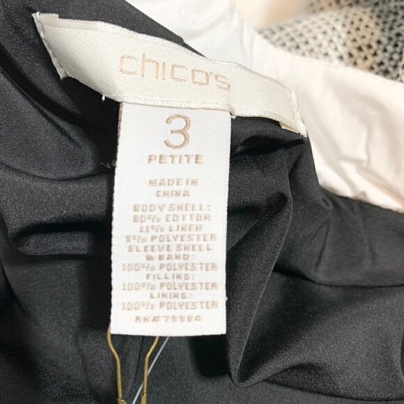 NEW Chico's quilted mix tweed pt pattern black white long sleeve collared jacket - Picture 9 of 12